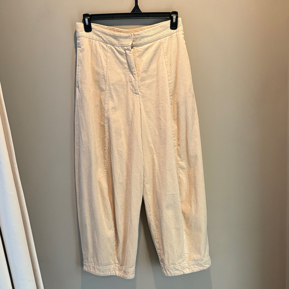 Zara Cream High-Waisted Barrel Pants